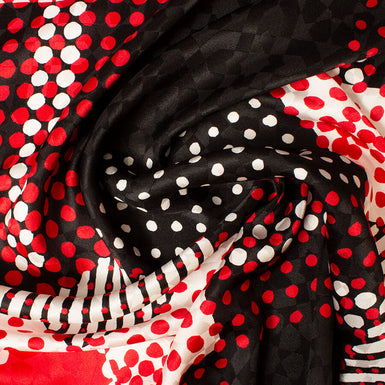 Red & Black Printed Silk Jacquard