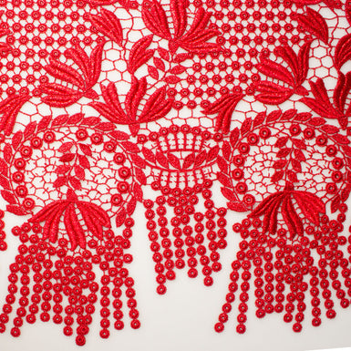 Red Metallic Guipure Lace