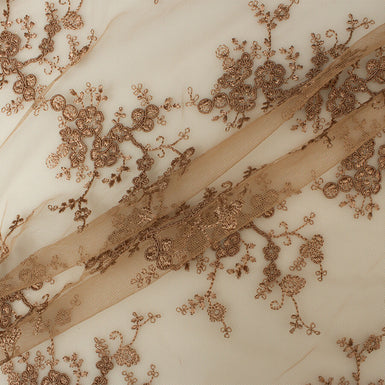 Light Brown Embroidered Tulle