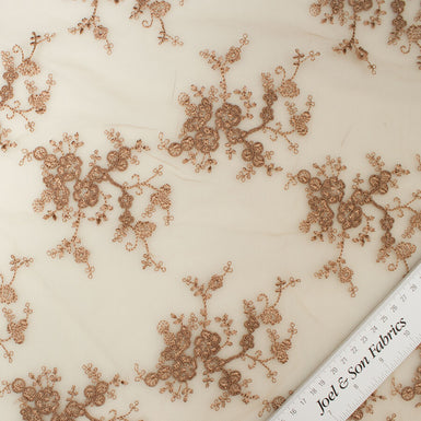 Light Brown Embroidered Tulle