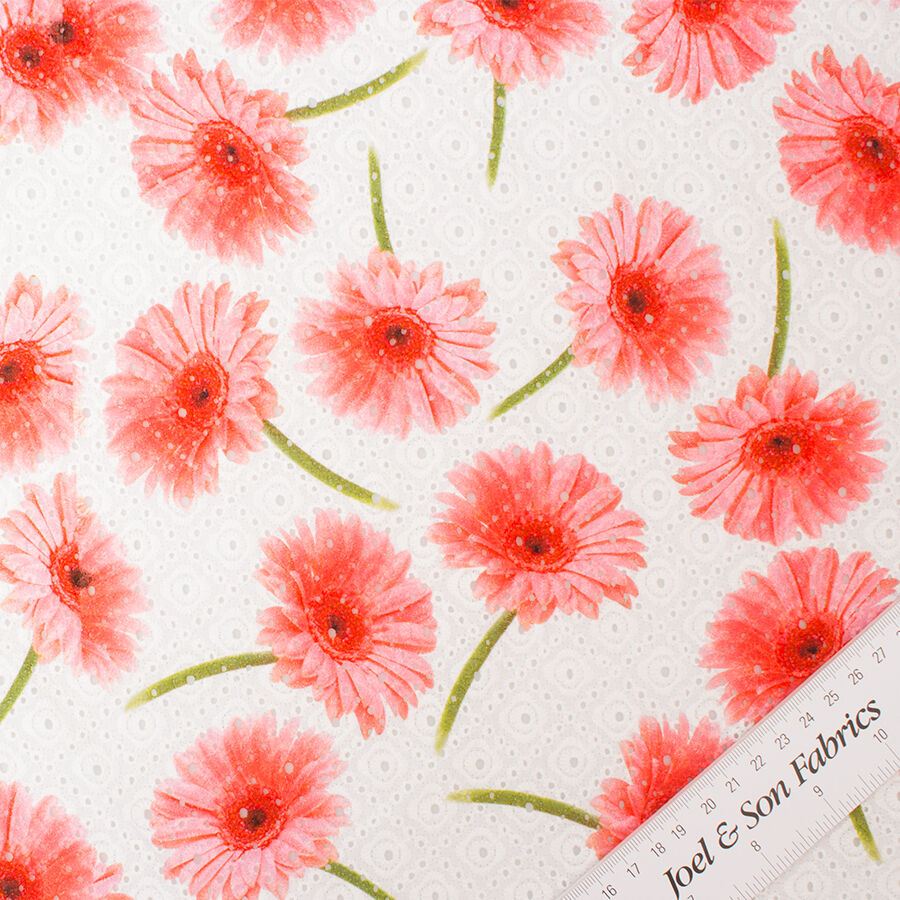 Orange Floral Printed Cotton Embroidery