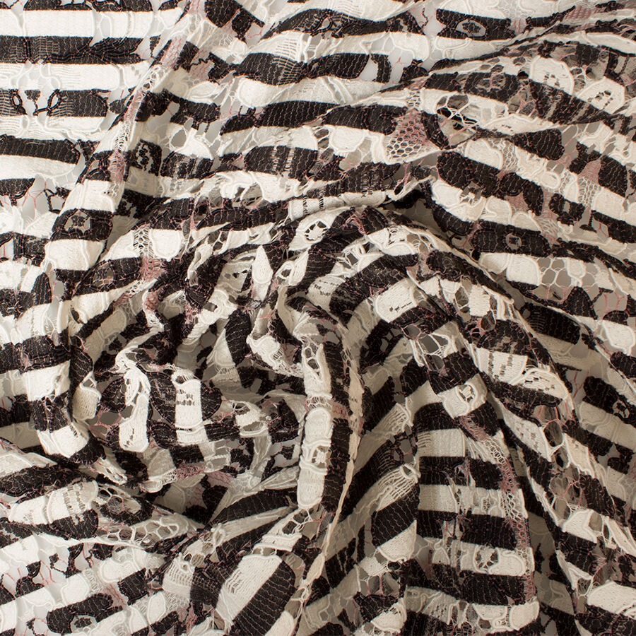 Black/Ivory Printed Stretch Lace