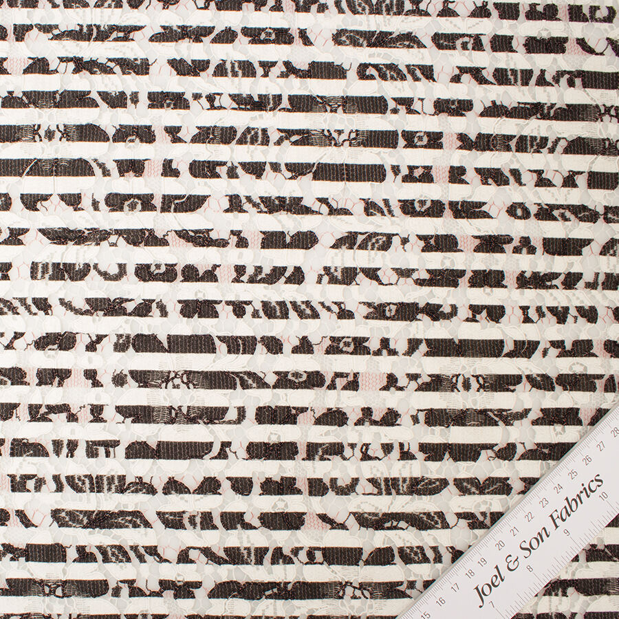 Black/Ivory Printed Stretch Lace