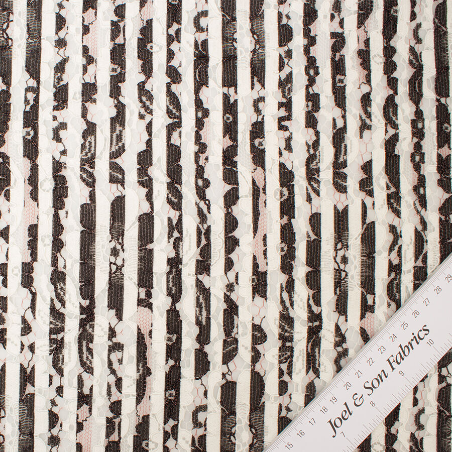 Black/Ivory Printed Stretch Lace