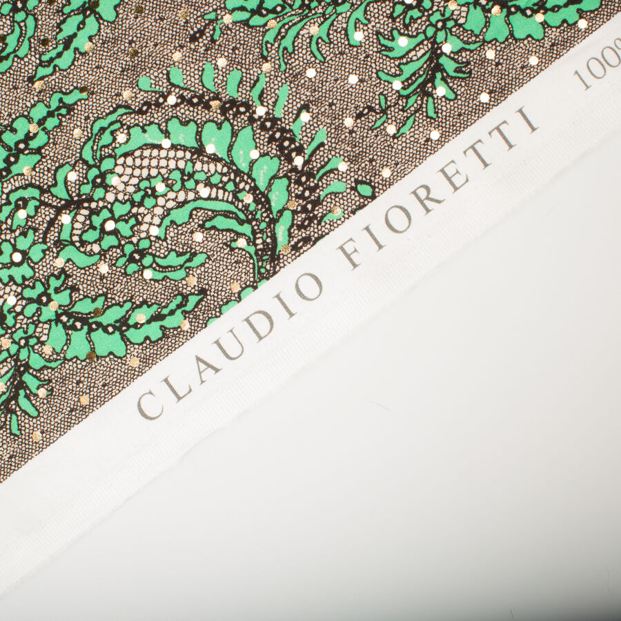 Mint Green & Ivory Gold Laminated Cotton