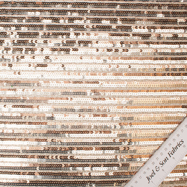 Rose Gold & Silver Striped Sequinned Tulle