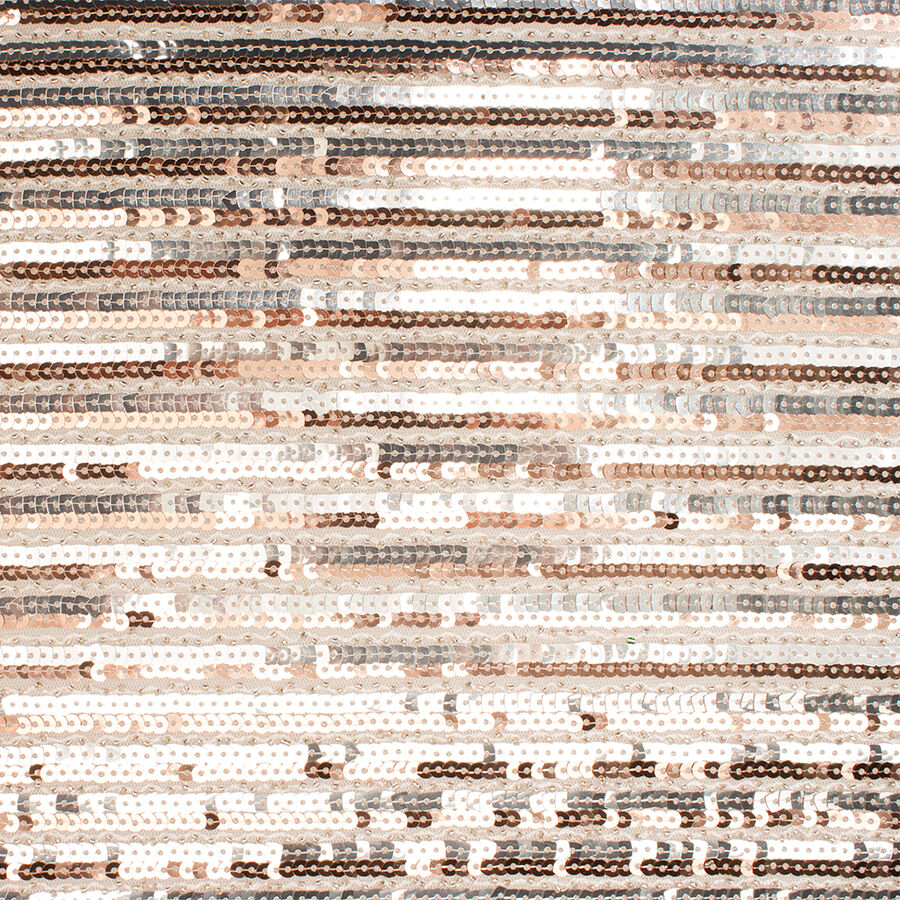 Rose Gold & Silver Striped Sequinned Tulle