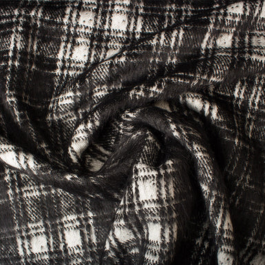 Black/Cream Checkered Wool Blend