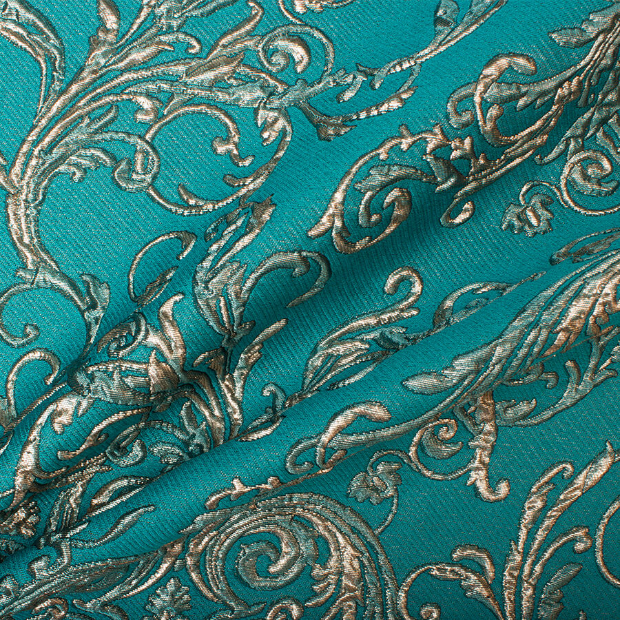 Teal Green & Gold Metallic Cloqué (A 2m Piece)