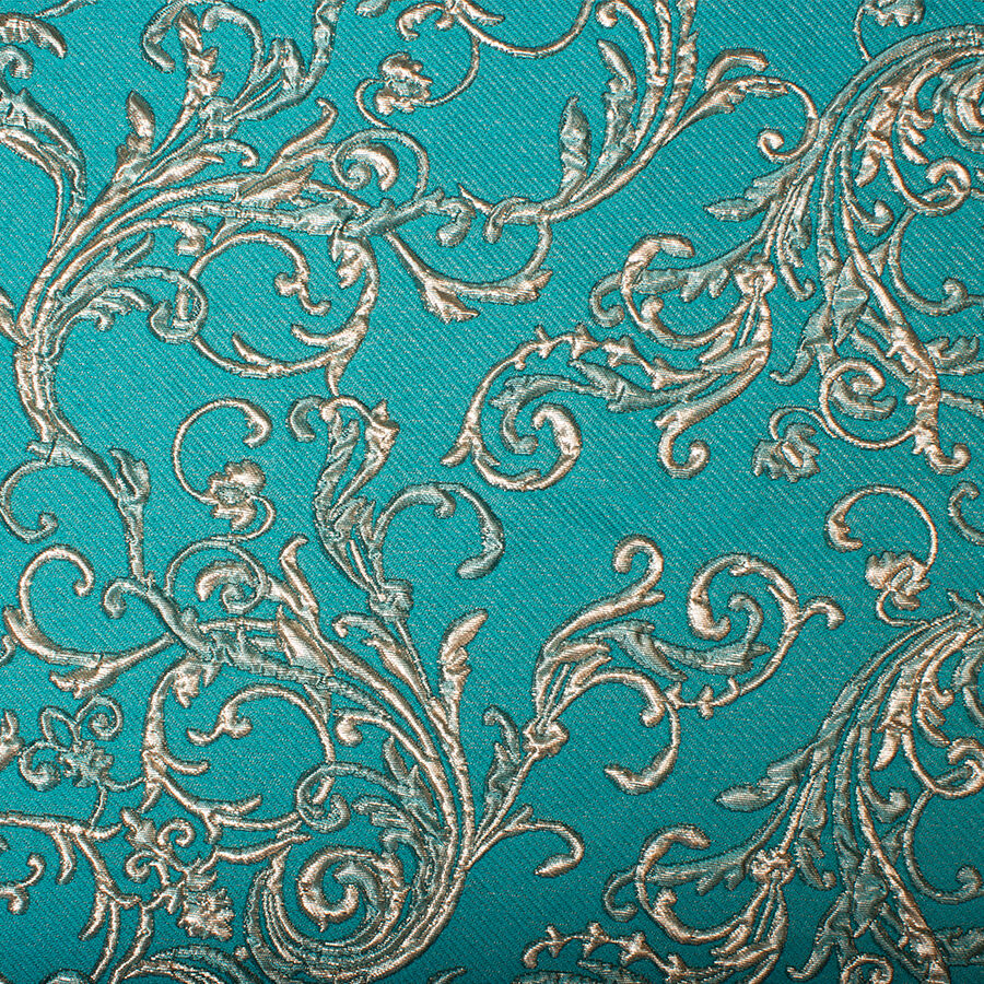 Teal Green & Gold Metallic Cloqué (A 2m Piece)