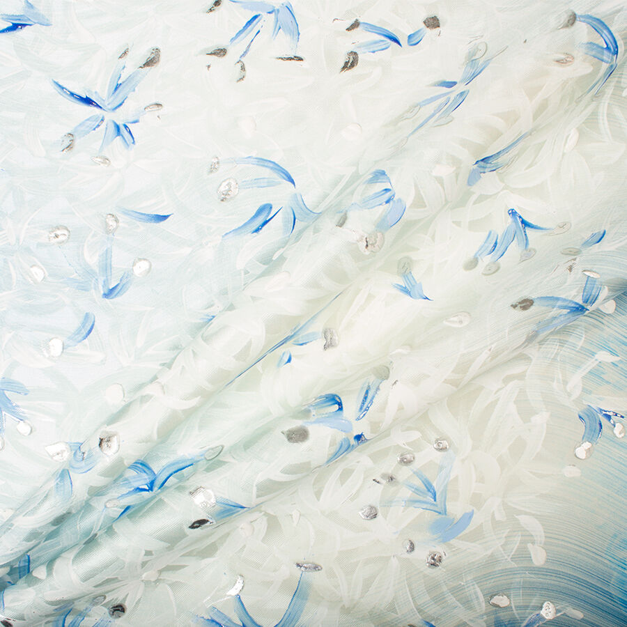 Blue Ombre Hand Painted Mikado | Luminous Fabric