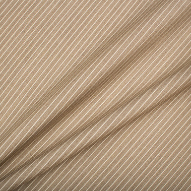 Beige & Cream Pinstriped Pure Wool Suiting
