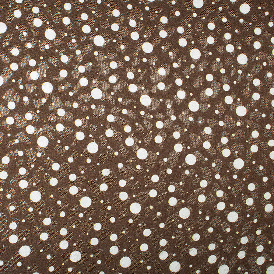 White Spotted Brown Metallic Silk Jacquard