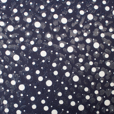White Spotted Blue Metallic Silk Jacquard (A 1.75m Piece)