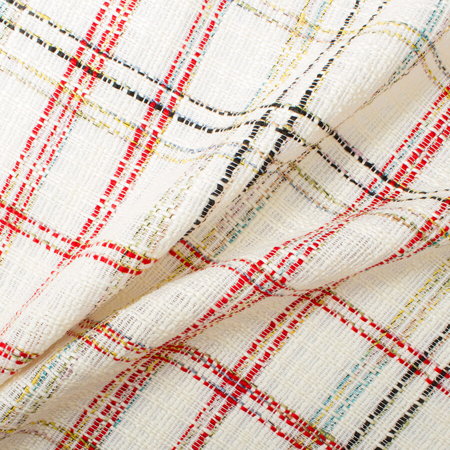 Ivory & Red Mixed Fibre Bouclé