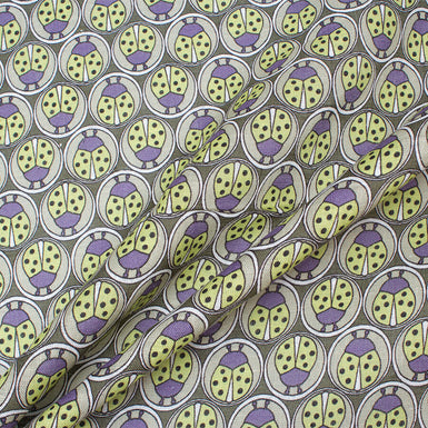 Green & Purple 'Ladybird' Printed Linen