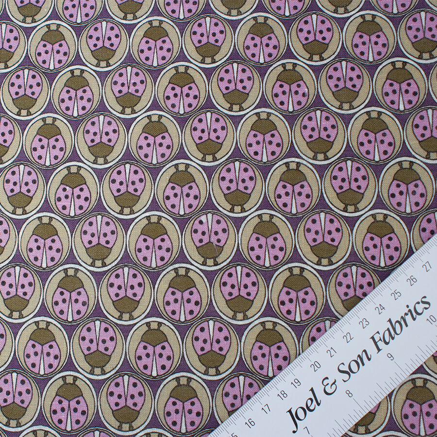 Brown & Pink 'Ladybird' Printed Linen