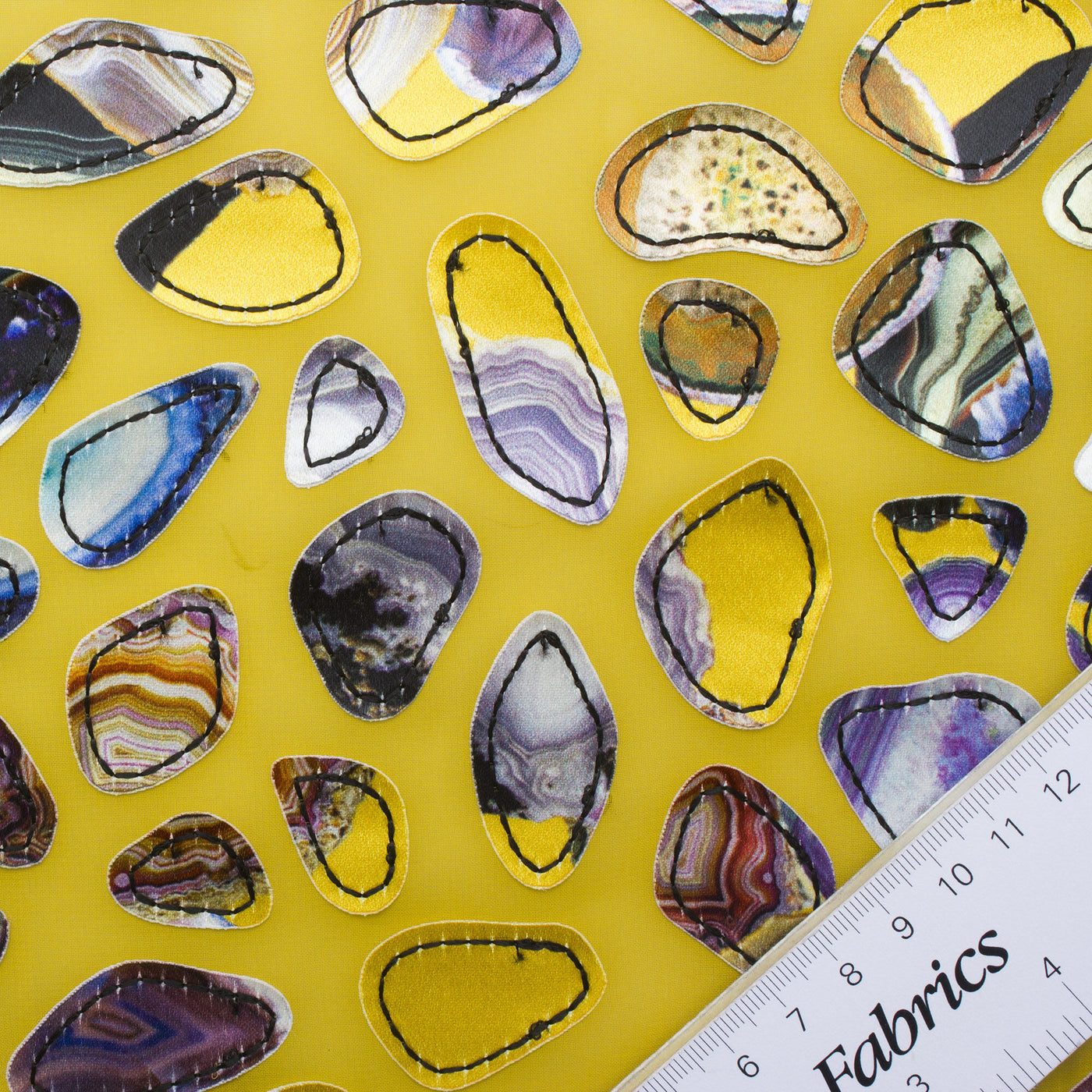 Yellow 'Pebbles' Embroidered Georgette