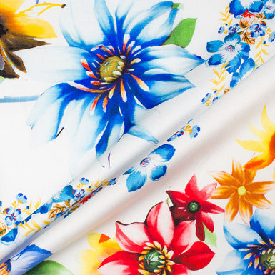 Colourful Floral Printed Silk Satin