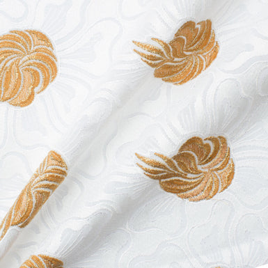 Gold Metallic Floral Embroidered Cotton