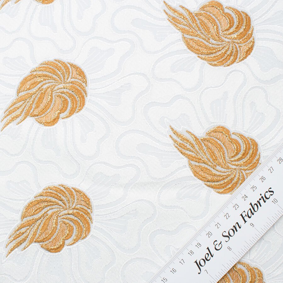 Gold Metallic Floral Embroidered Cotton