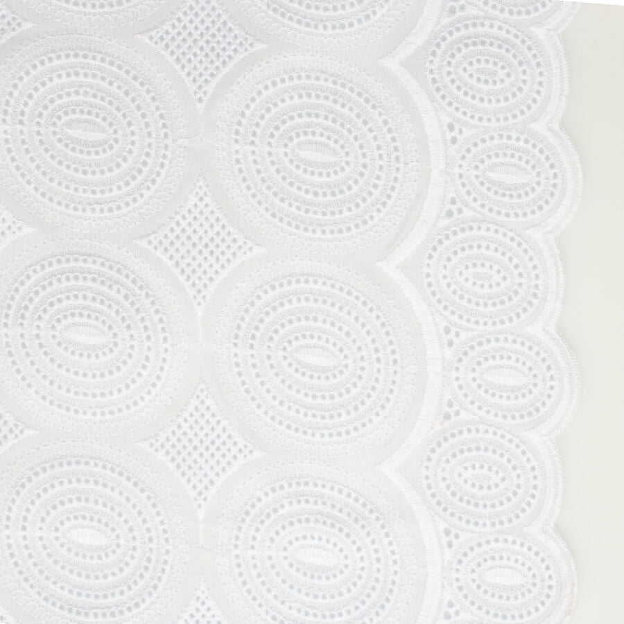 White Geometric Embroidered Cotton