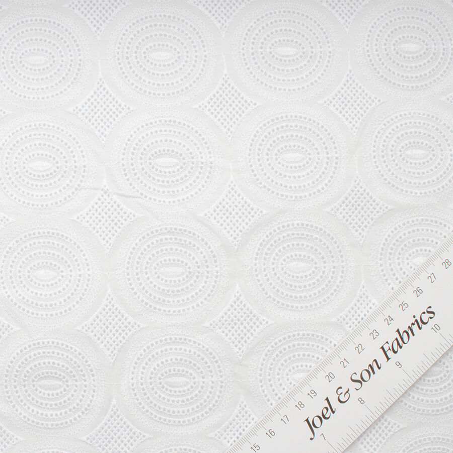White Geometric Embroidered Cotton