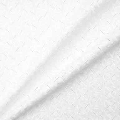 White Geometric Embroidered Cotton