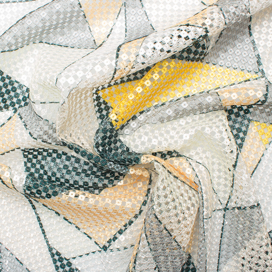 Multi Printed Sequinned Guipure