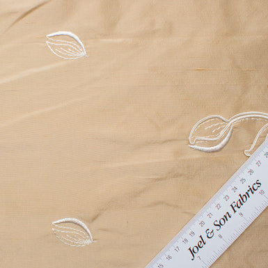 Beige Embroidered Silk Taffeta