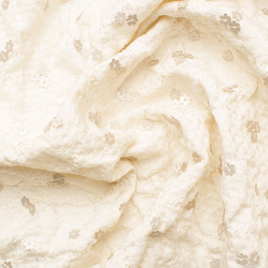 Cream Sequinned Cotton Piqué (A 1.50m Piece)