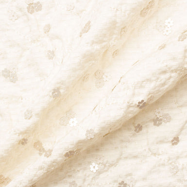 Cream Sequinned Cotton Piqué (A 1.50m Piece)