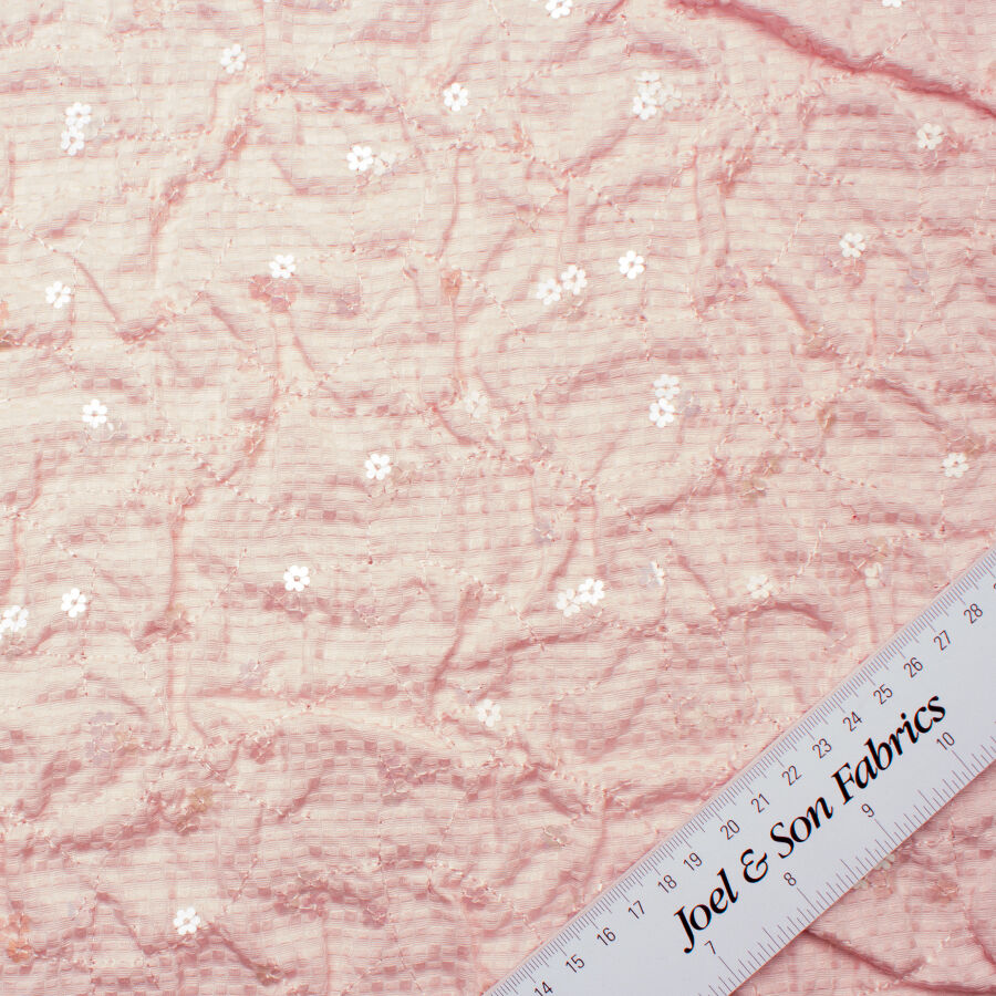 Baby Pink Sequinned Cotton Piqué