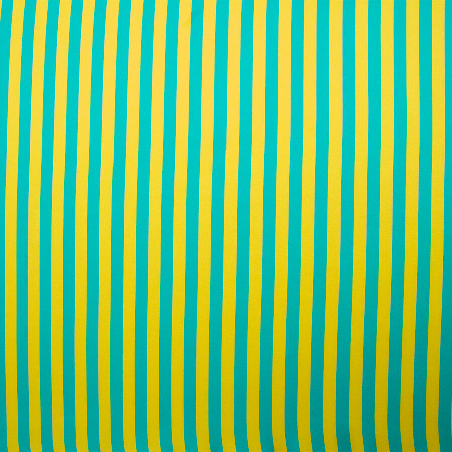 Turquoise/Yellow Striped Pure Silk Satin