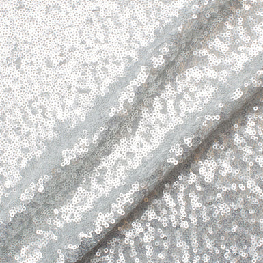 Silver Micro Sequinned Stretch Tulle