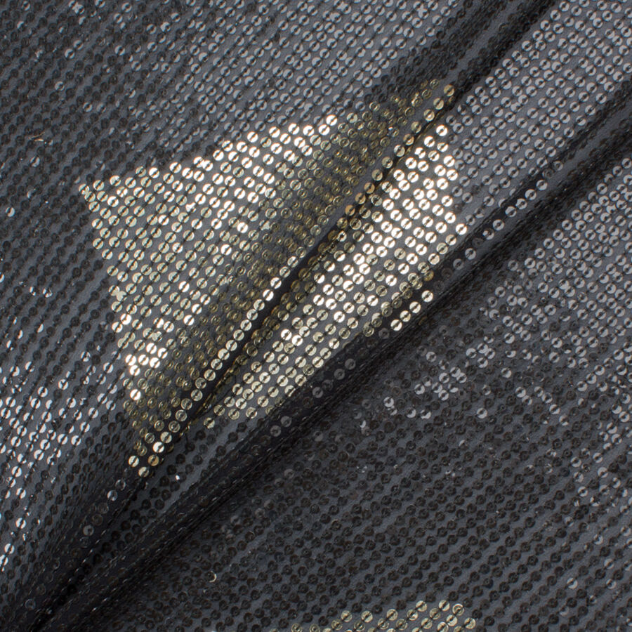 Gold 'Square' Black Sequinned Chiffon