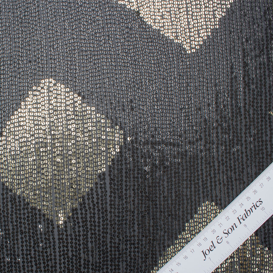 Gold 'Square' Black Sequinned Chiffon