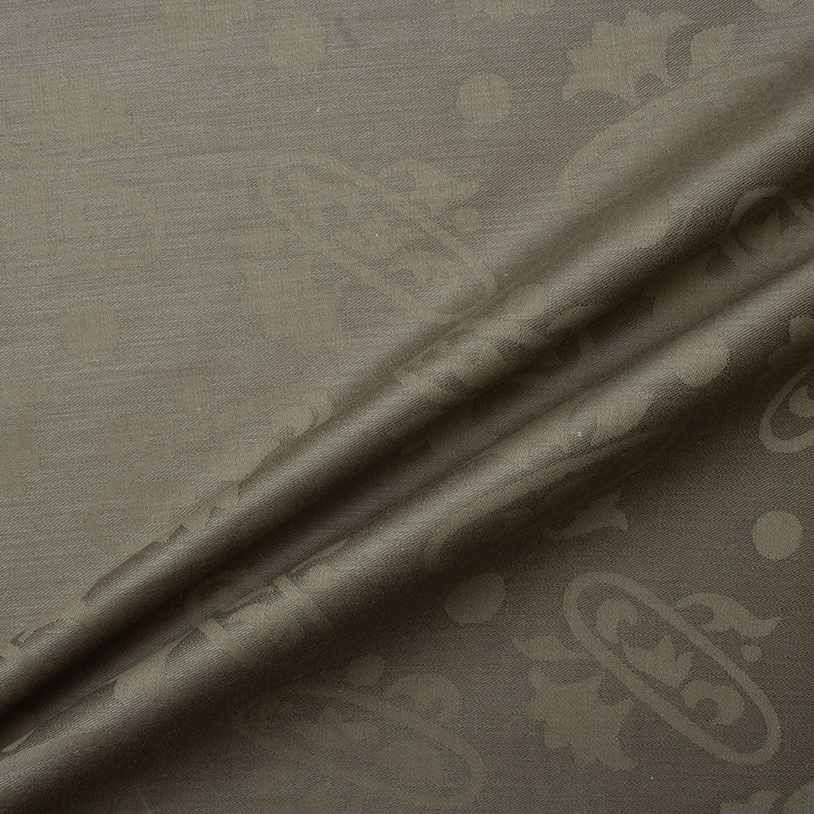 Khaki Floral Jacquard Cotton (A 2.80m Piece)