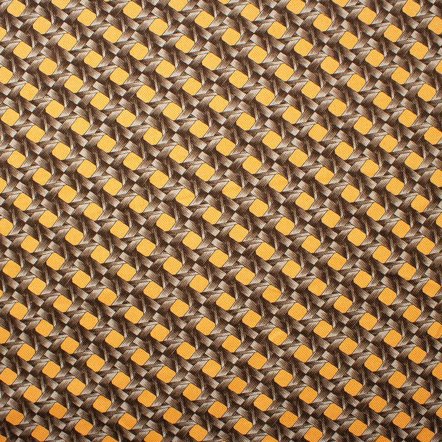 Brown & Orange 'Rattan' Printed Cotton