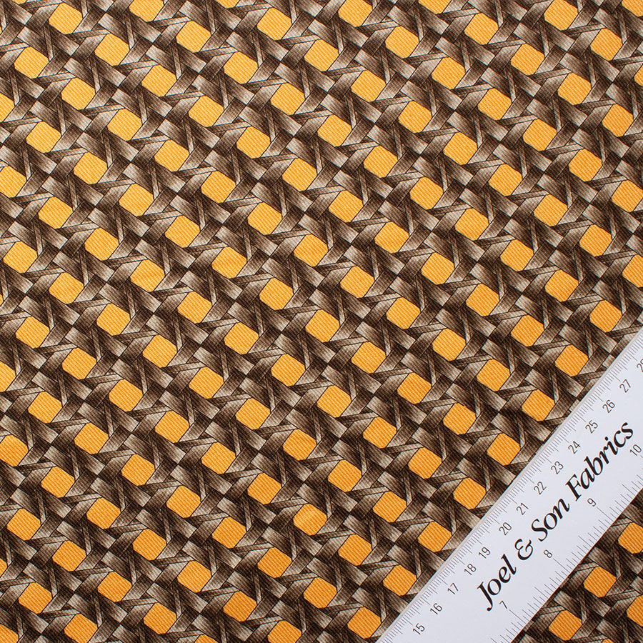 Brown & Orange 'Rattan' Printed Cotton