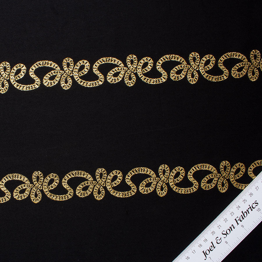 Black Wool Blend With Gold Detail