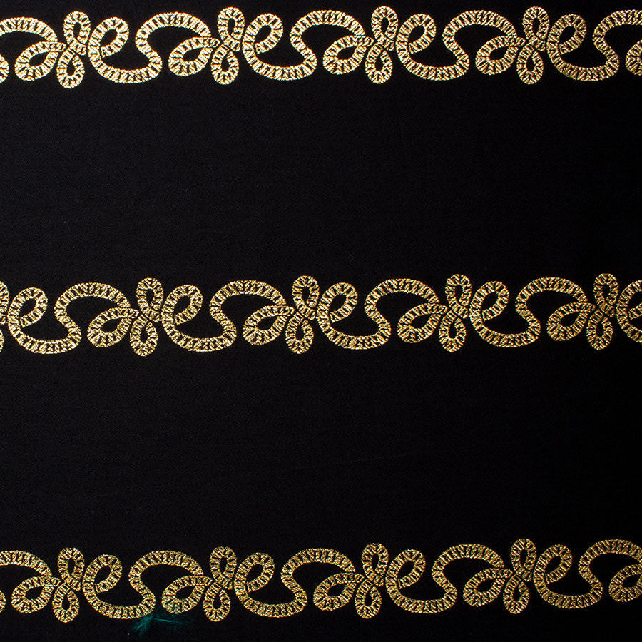 Black Wool Blend With Gold Detail