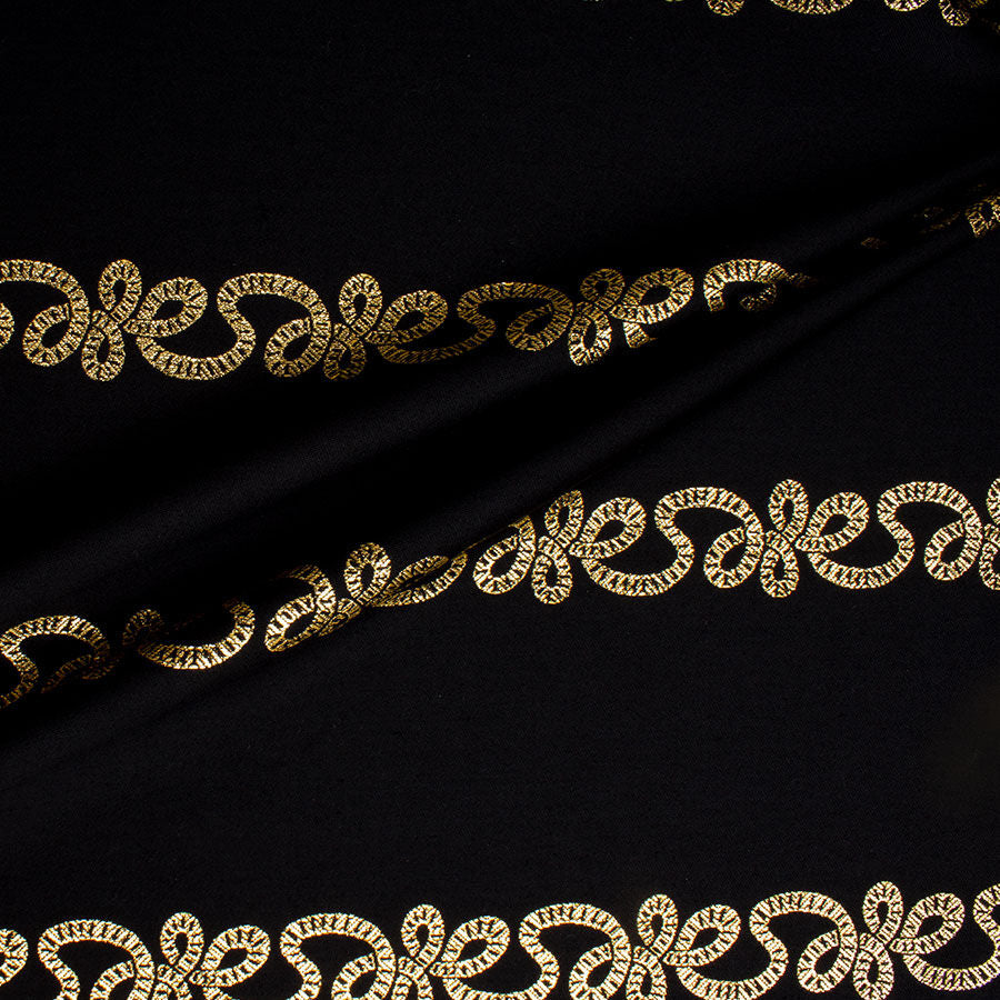 Black Wool Blend With Gold Detail