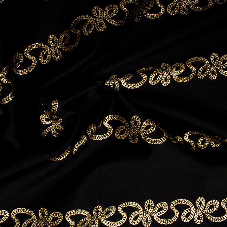 Black Wool Blend With Gold Detail