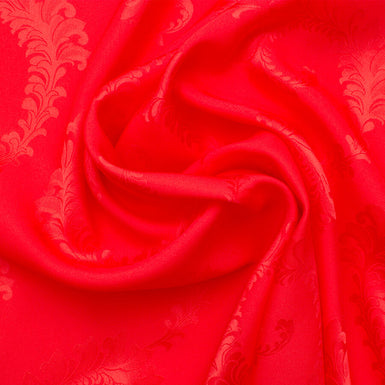 Rich Red Floral Jacquard Silk