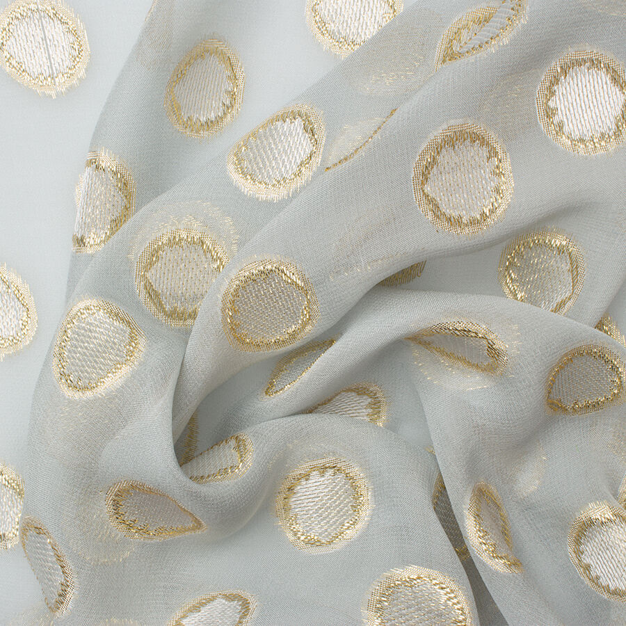 Pale Blue & Metallic Spot Silk Georgette Fabric