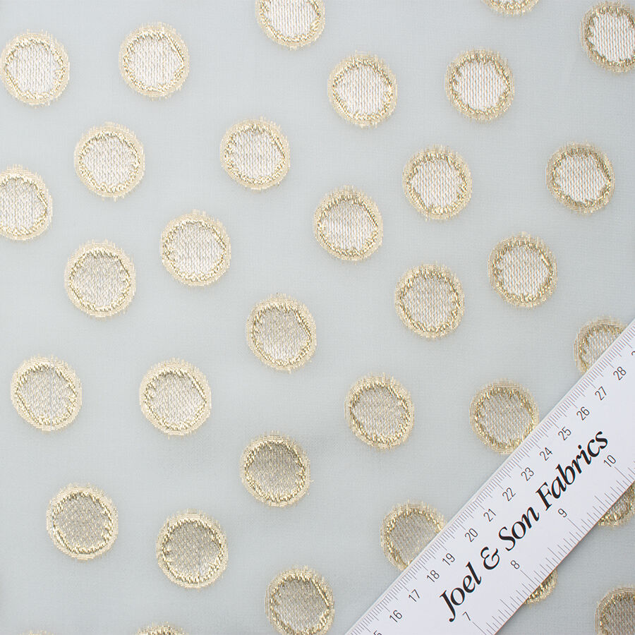 Pale Blue & Metallic Spot Silk Georgette Fabric