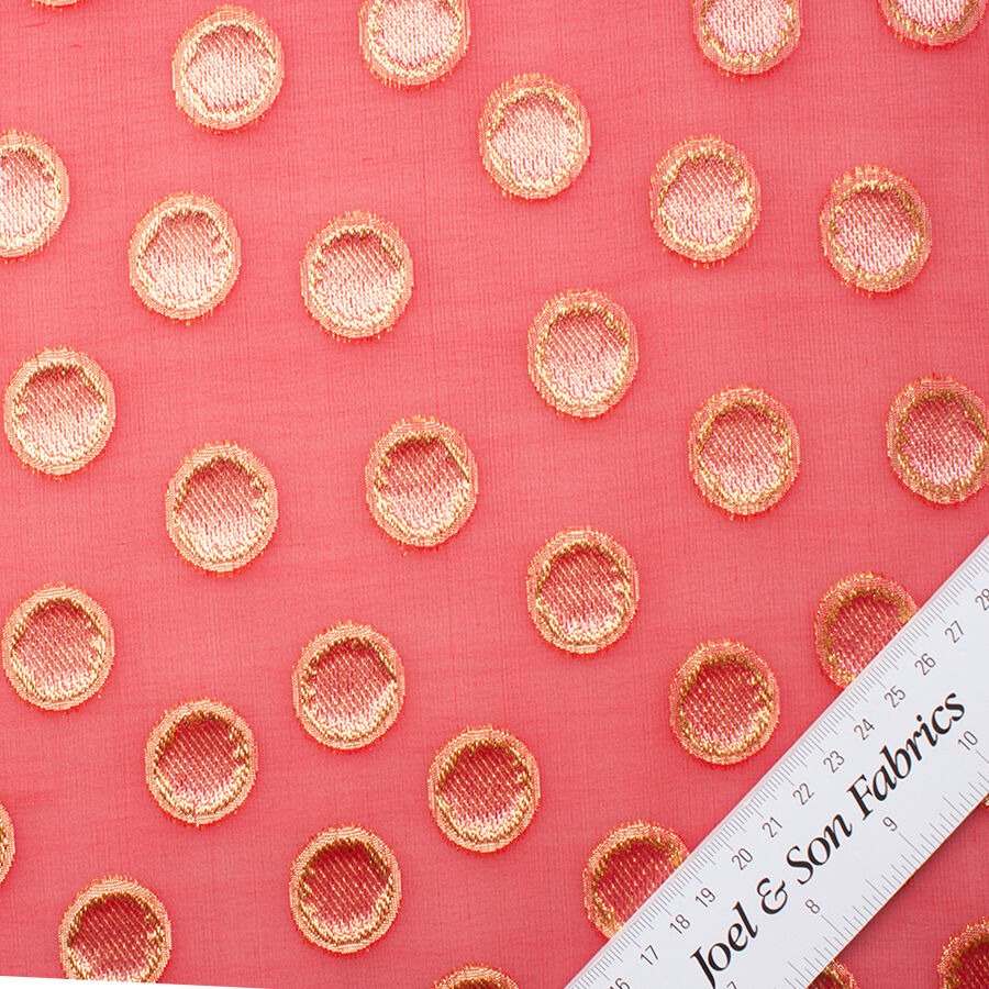 Red & Metallic Spot Silk Georgette