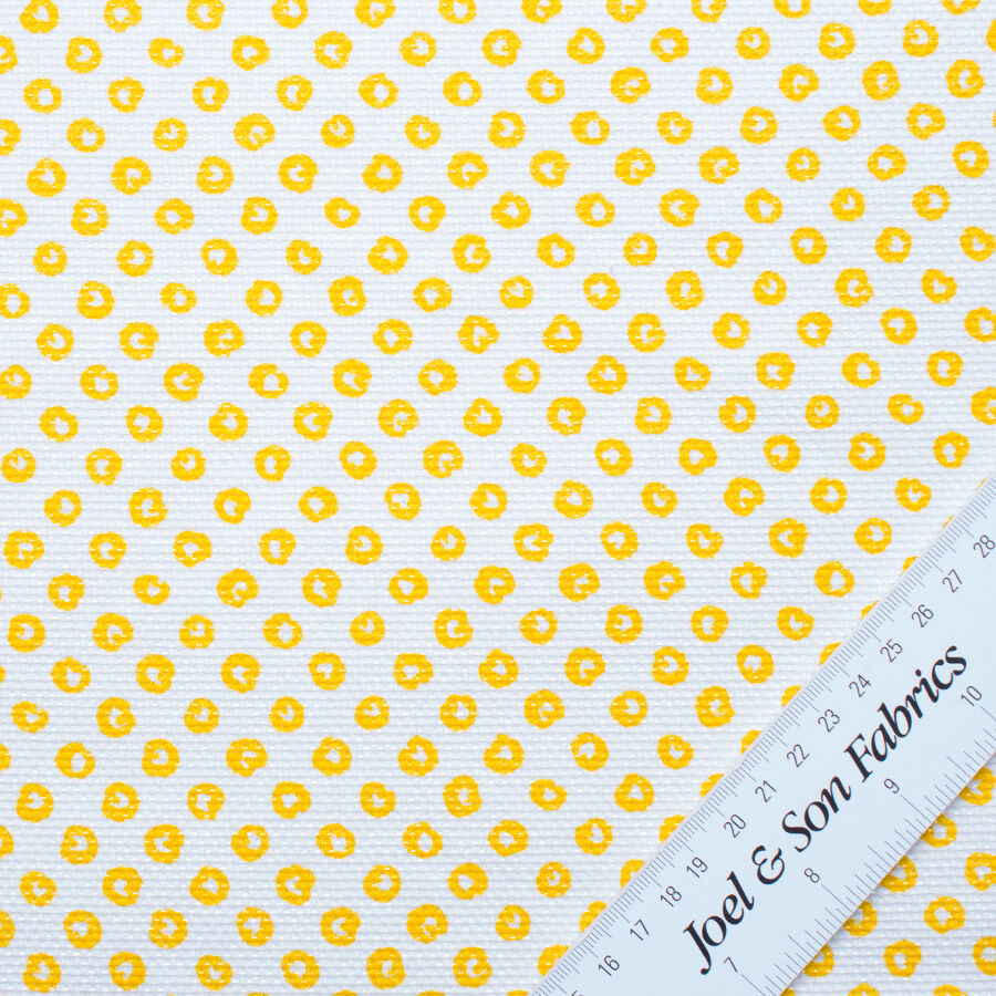 Yellow & White Printed Cotton Metallic Piqué