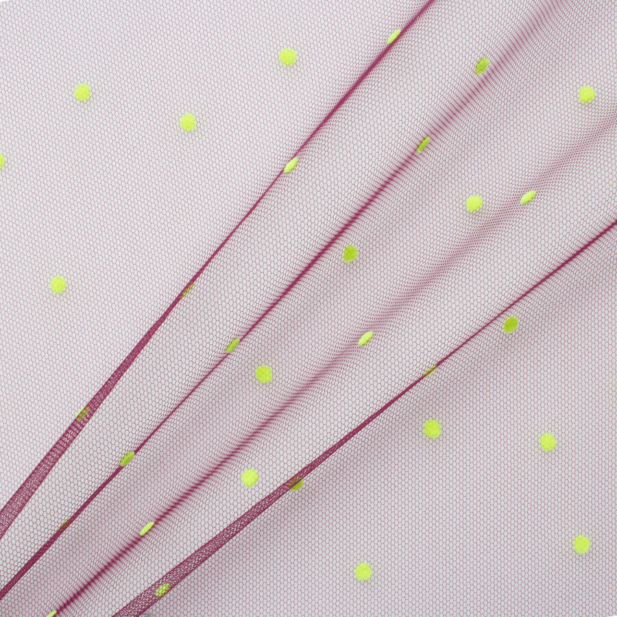 Green Flocked Spot Bordeaux Tulle